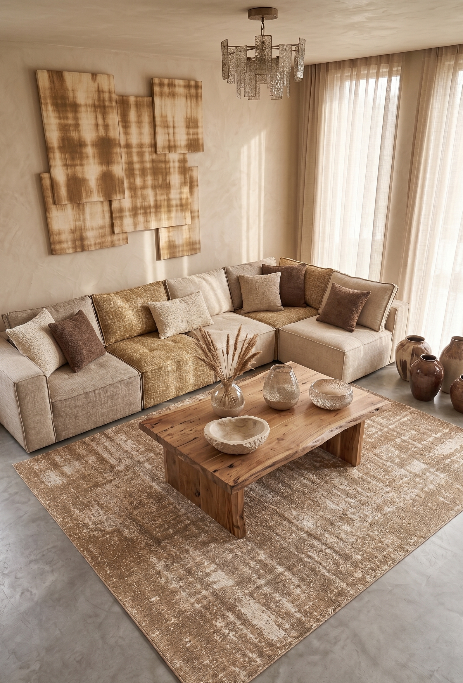 Tapete Albi abstrato bege — design contemporâneo, sala de estar | Paradise Living