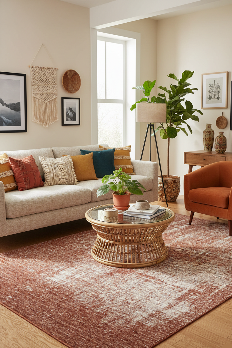Tapete Albi abstrato camel — design contemporâneo, sala de estar | Paradise Living