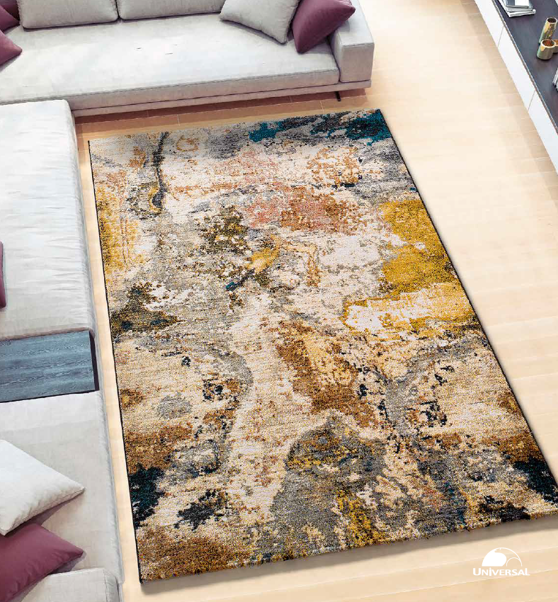 Tapete Anouk abstrato com detalhes amarelos, frontal | Paradise Living