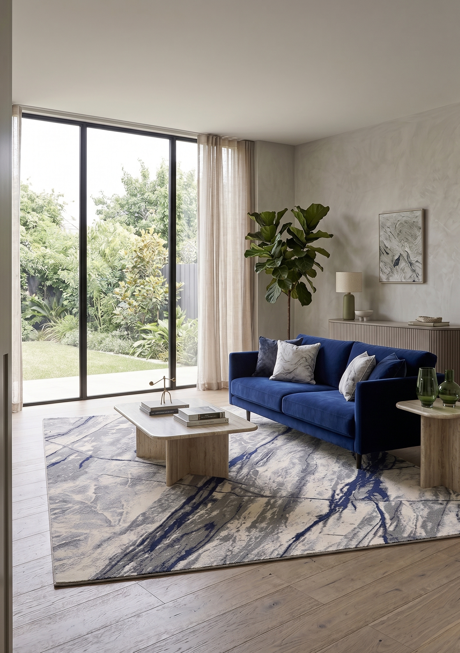 Tapete Bardiglio Azul efeito mármore cinza e azul | Paradise Living