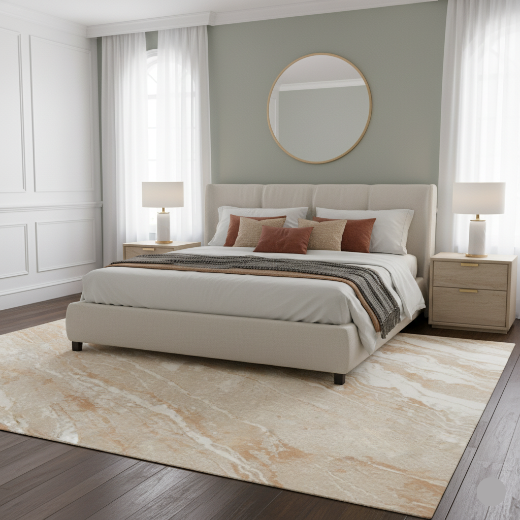Tapete Calacatta efeito mármore dourado premium, quarto| Paradise Living