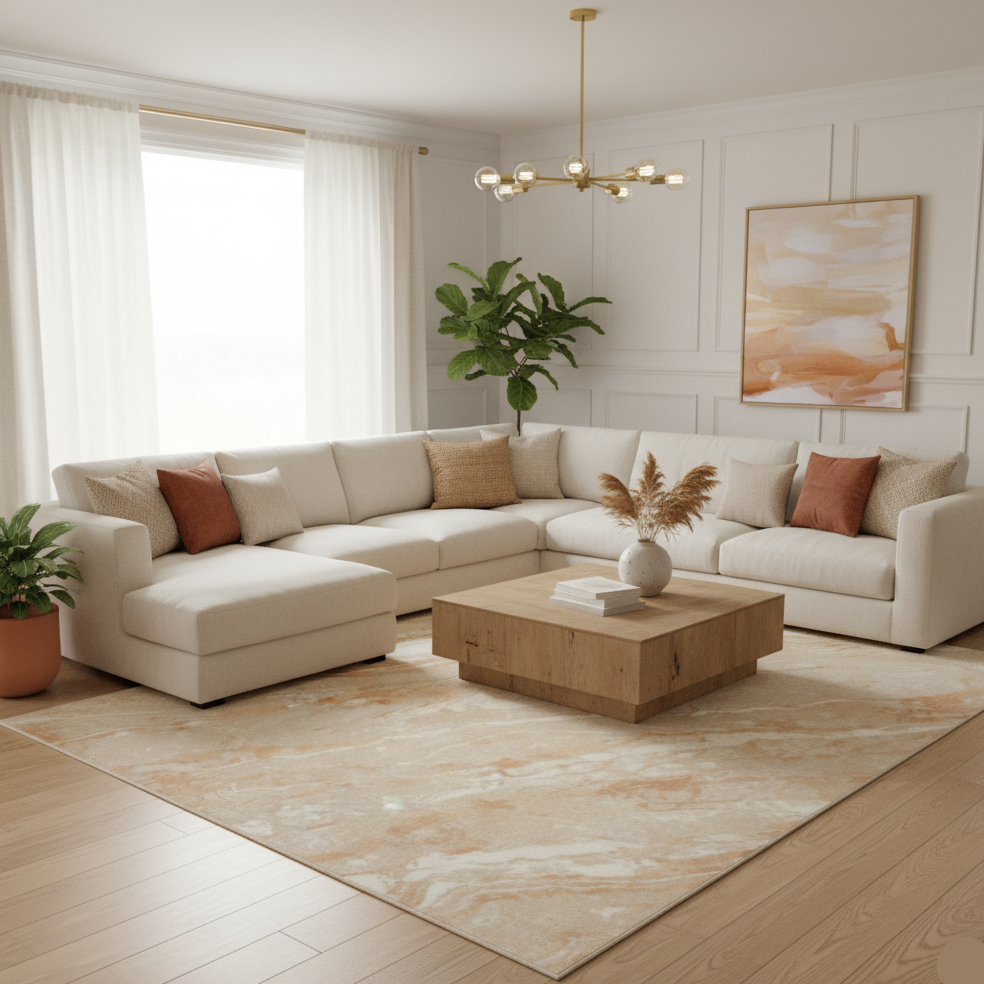 Tapete Calacatta efeito mármore dourado premium, sala de estar | Paradise Living