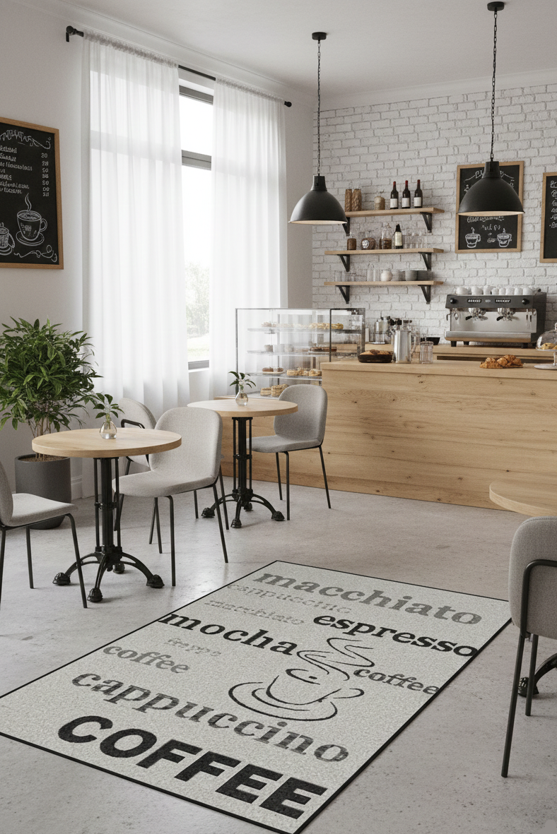 Tapete Coffe padrão café — ideal para comércio e pastelaria | Paradise Living