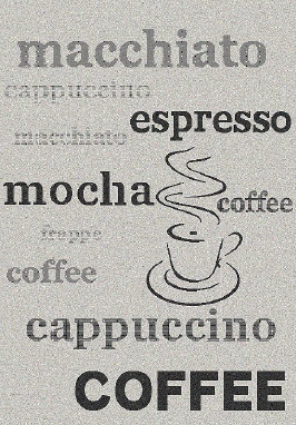 Tapete Coffe padrão café — ideal para comércio e pastelaria, cinza 1 | Paradise Living
