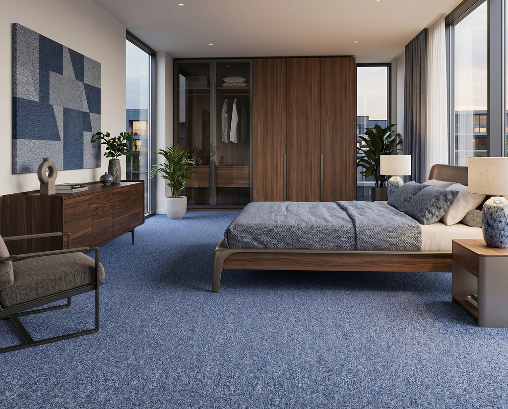 Tapete Condor liso azul feito à medida — quarto | Paradise Living