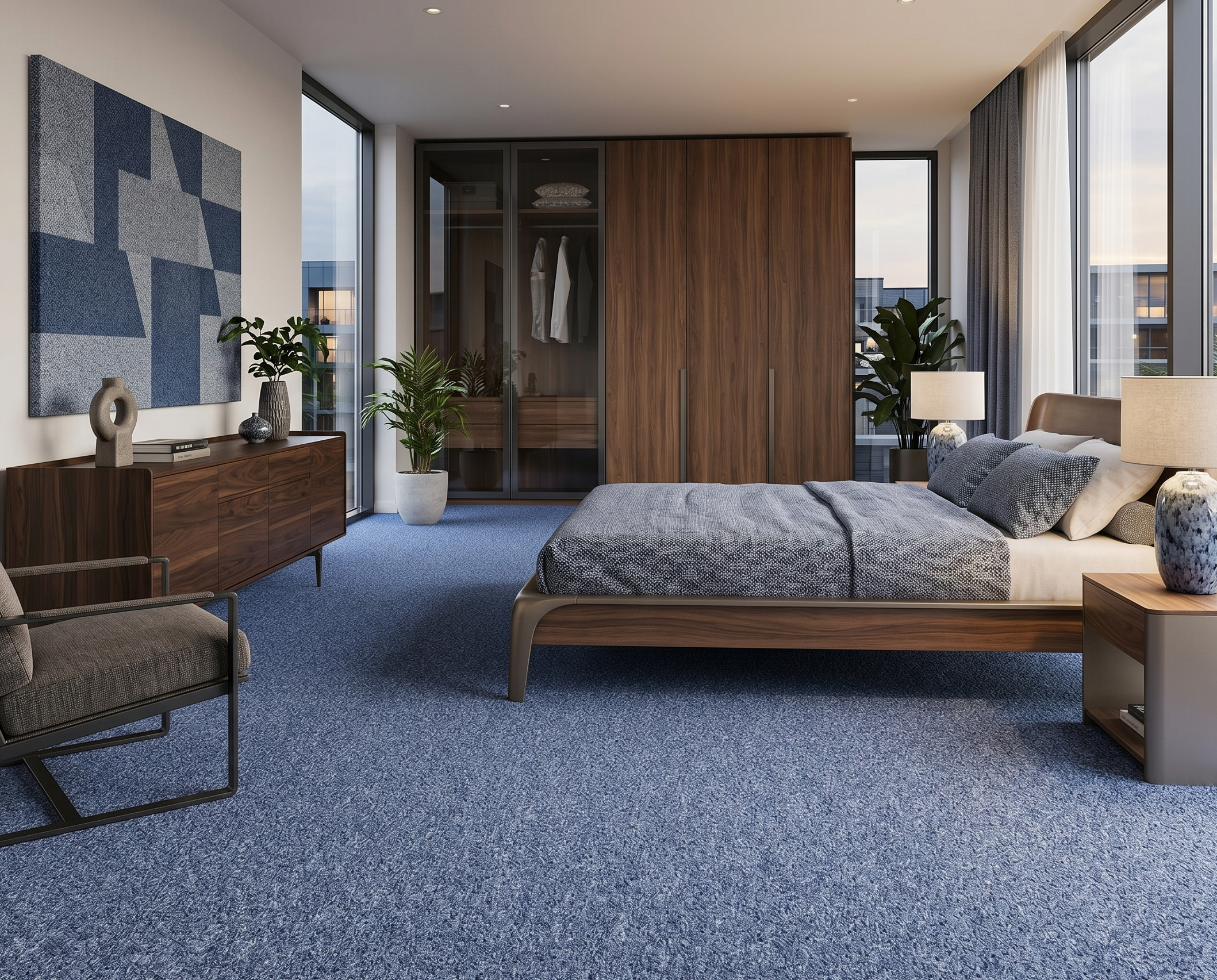 Tapete Condor liso azul feito à medida — quarto | Paradise Living