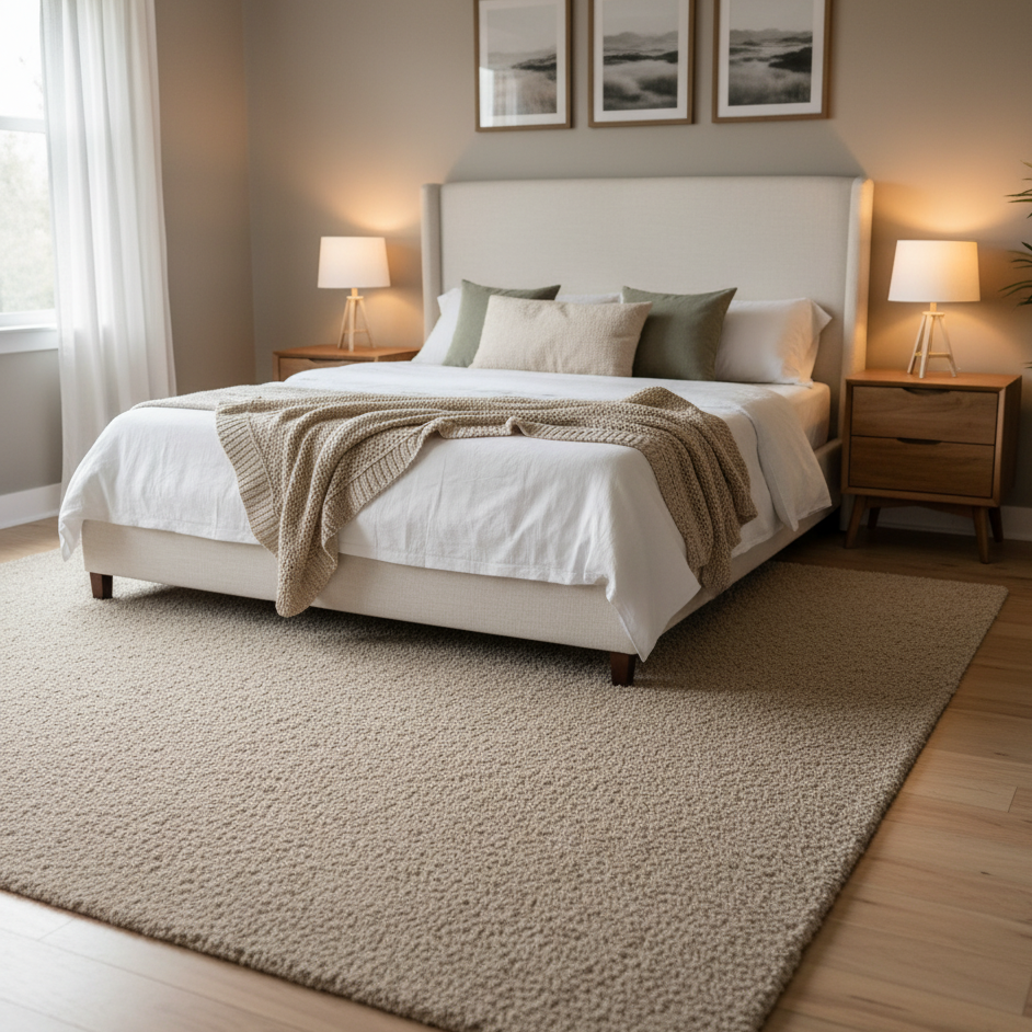 Tapete Condor liso bege feito à medida — quarto | Paradise Living
