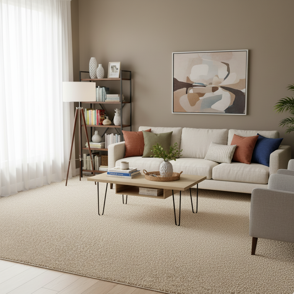 Tapete Condor liso bege feito à medida — sala de estar | Paradise Living