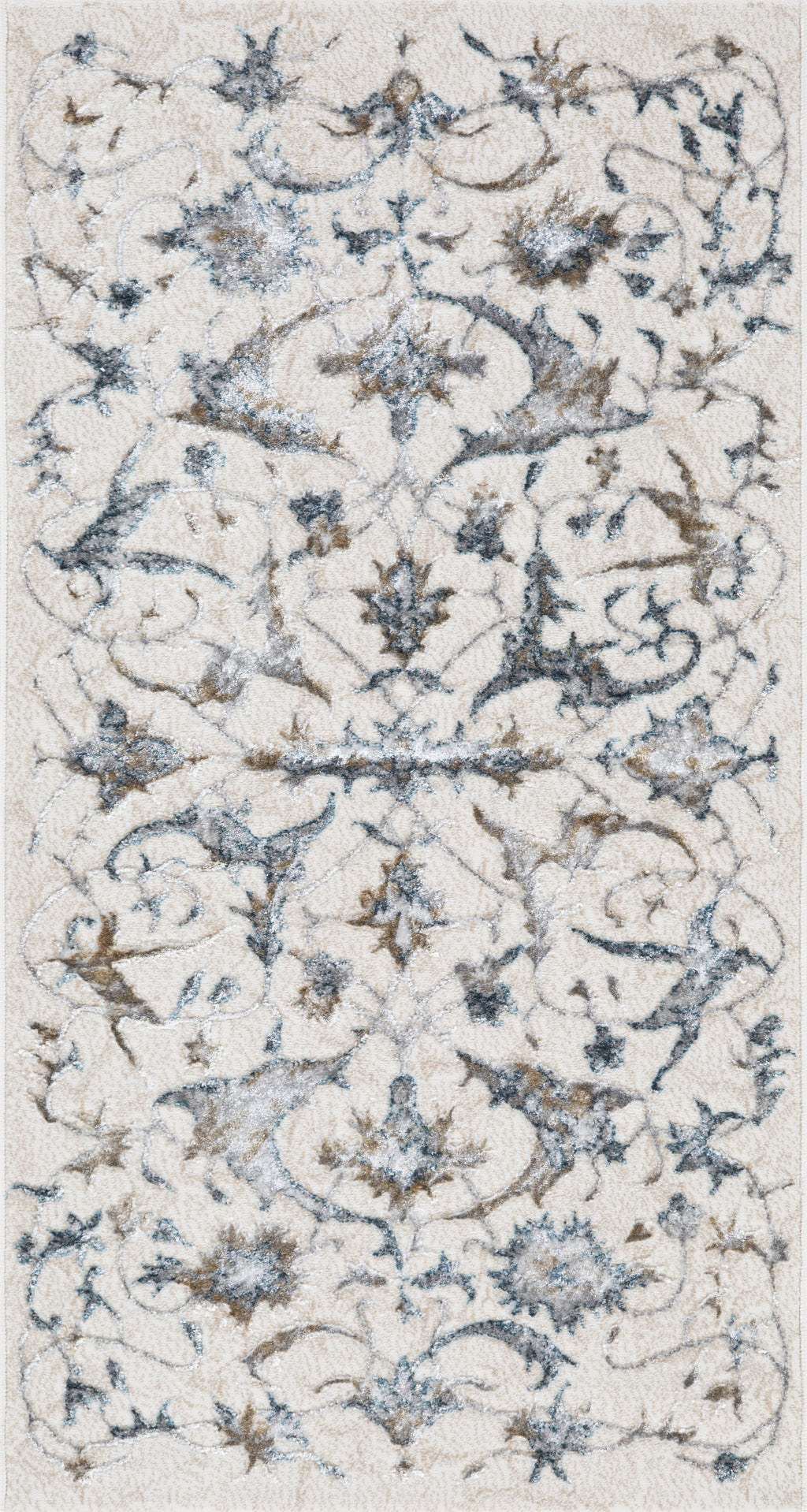 Tapete Damask floral clássico porcelana — design luxuoso, frontal | Paradise Living