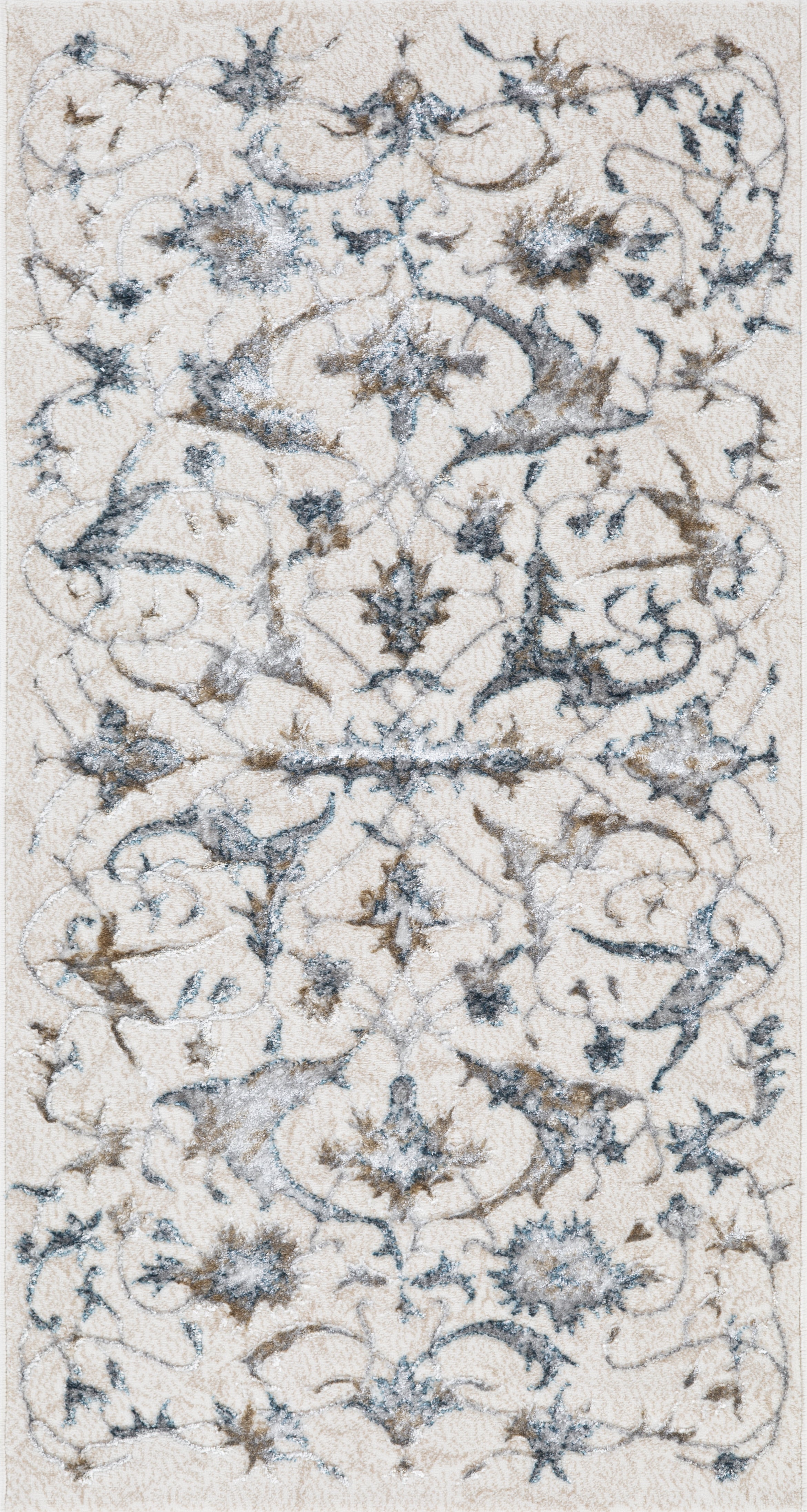 Tapete Damask floral clássico porcelana — design luxuoso, frontal | Paradise Living