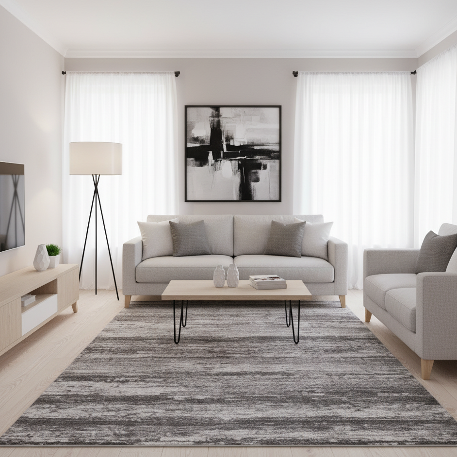 Tapete Drift cinza inspirado no oceano, sala de estar | Paradise Living