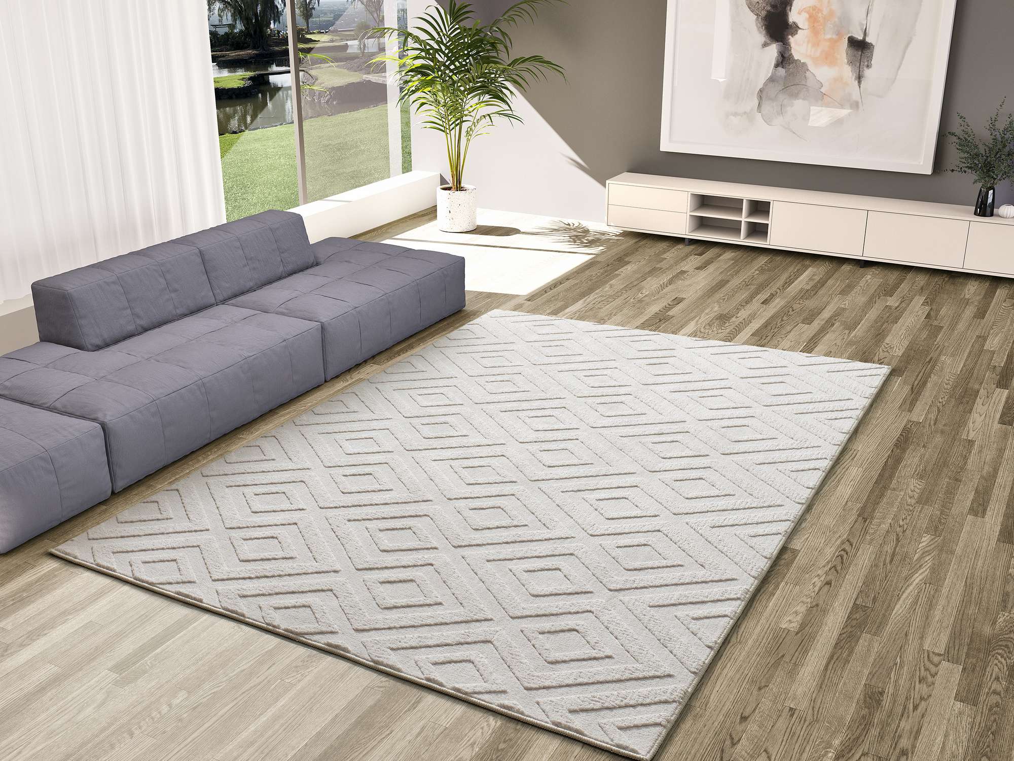 Tapete Estilo cinza creme com relevo, geral | Paradise Living