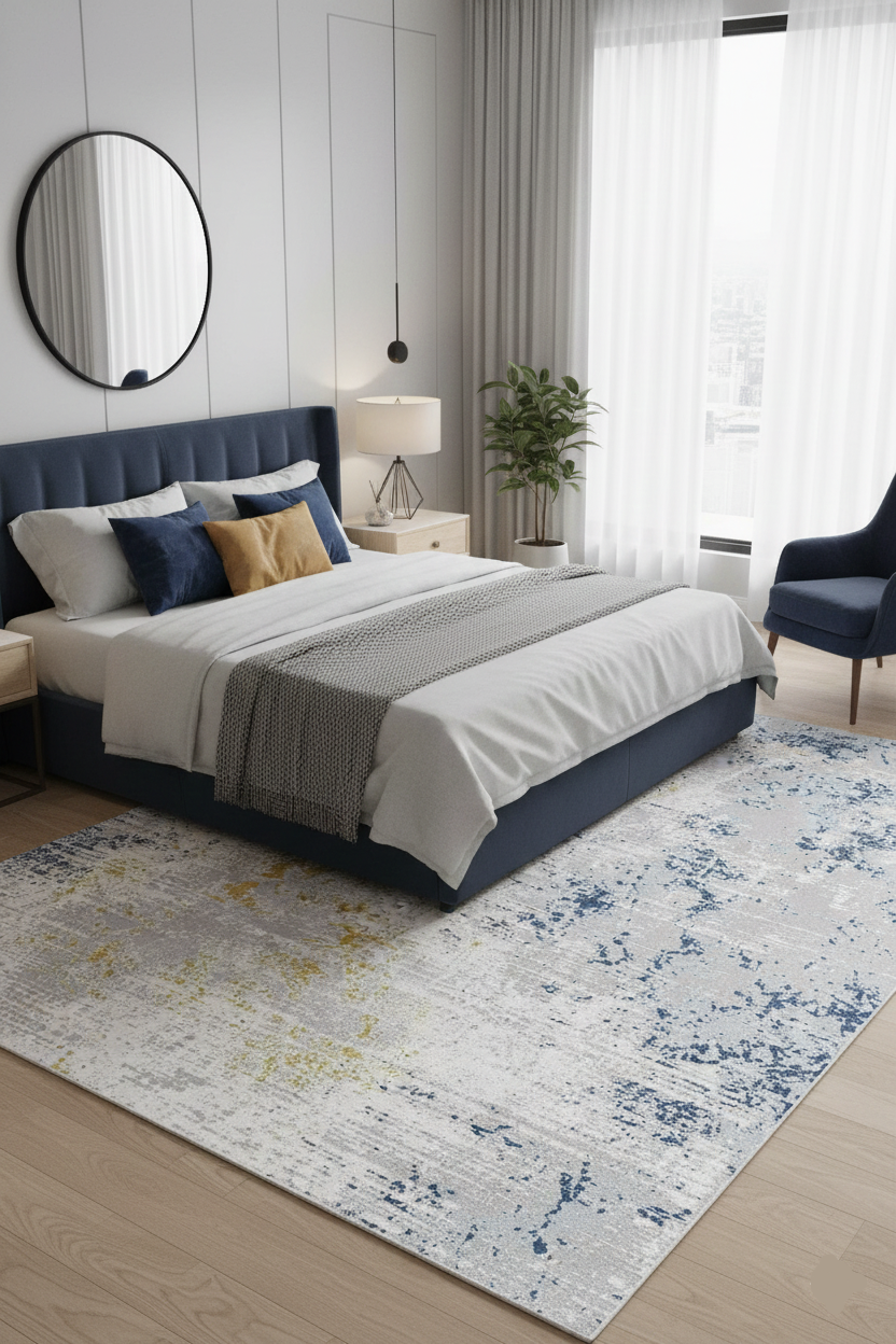 Tapete Skyfall abstrato — padrão contemporâneo, azul, quarto | Paradise Living