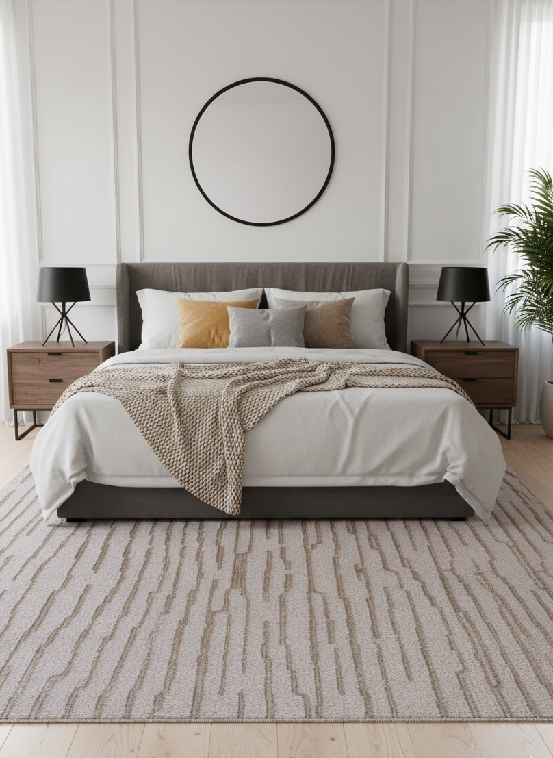 Tapete Trama bege com padrão texturado, quarto | Paradise Living