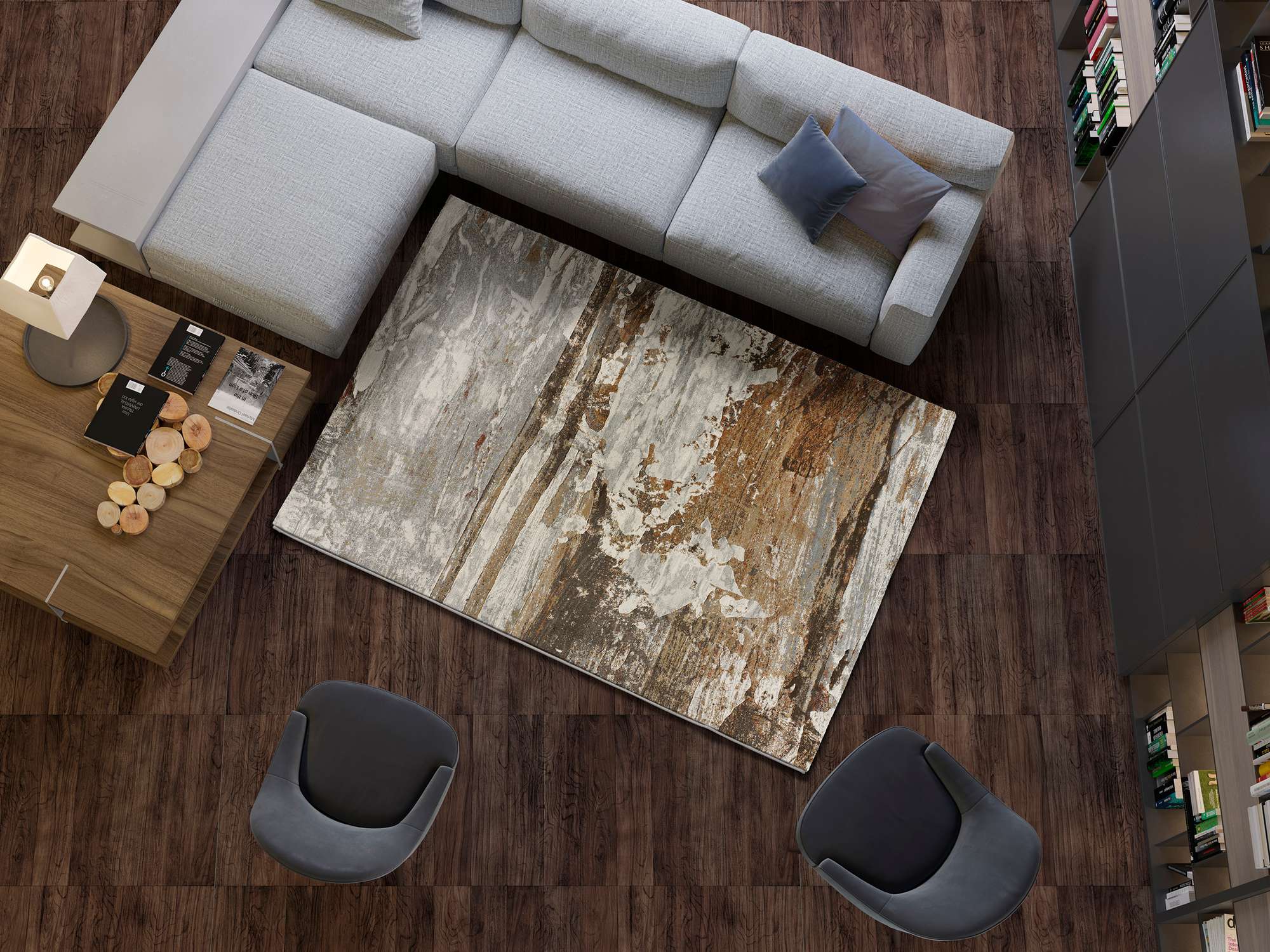 Tapete Victoria 847 abstrato multicor mineral e terracota, frontal | Paradise Living