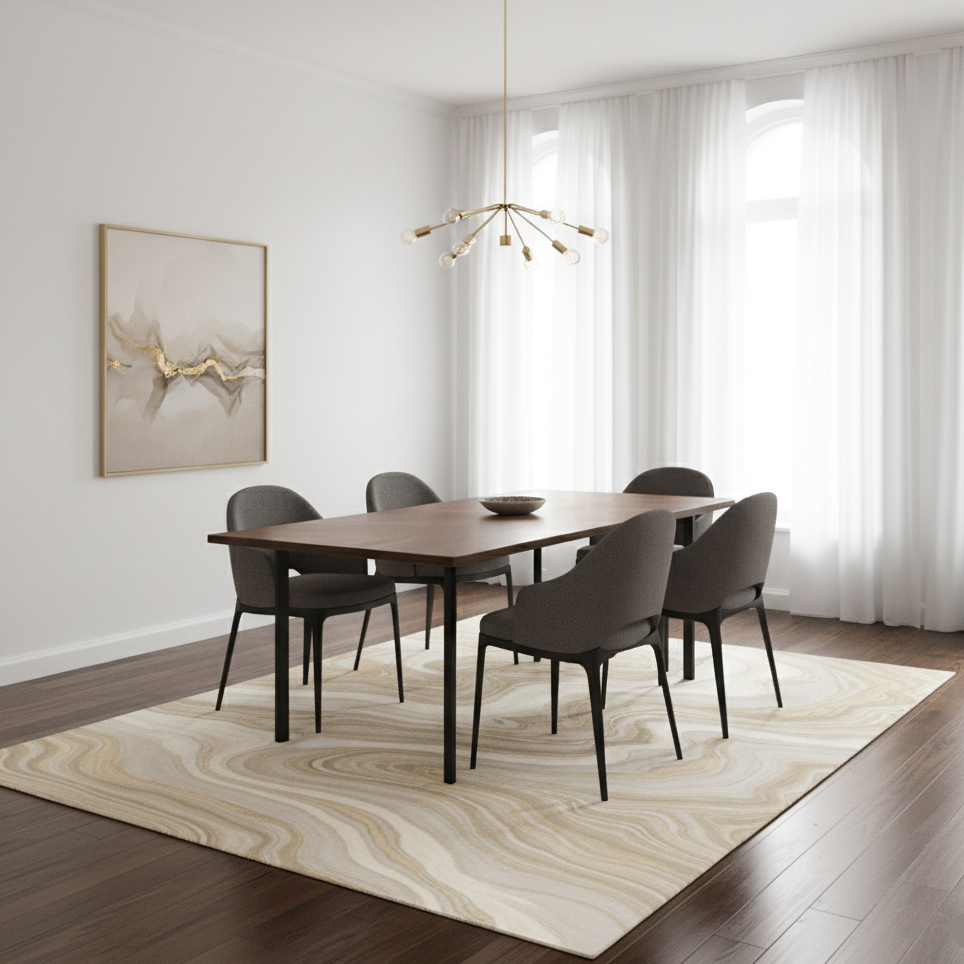 Tapete Ágata efeito pedra dourada e mármore, sala de jantar | Paradise Living