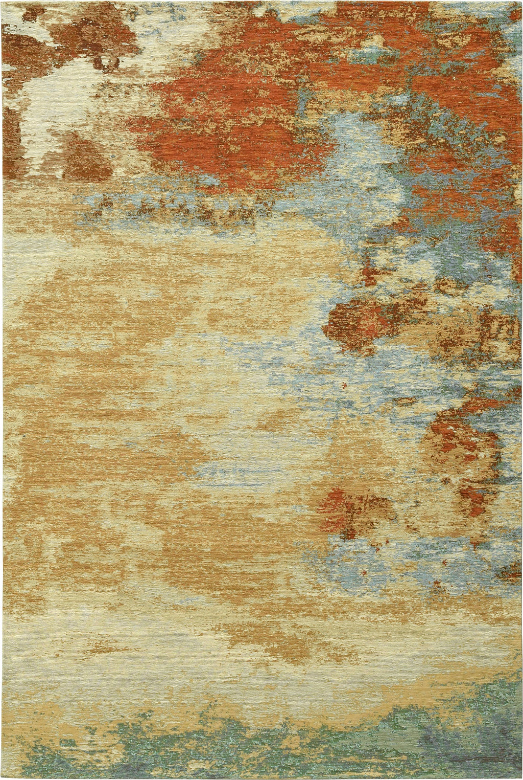 Paradise Living – Tapete Abstrato Ametist Chenille 287 Multicolor com padrão mineral expressivo em tons bege dourado, terracota e azul acinzentado