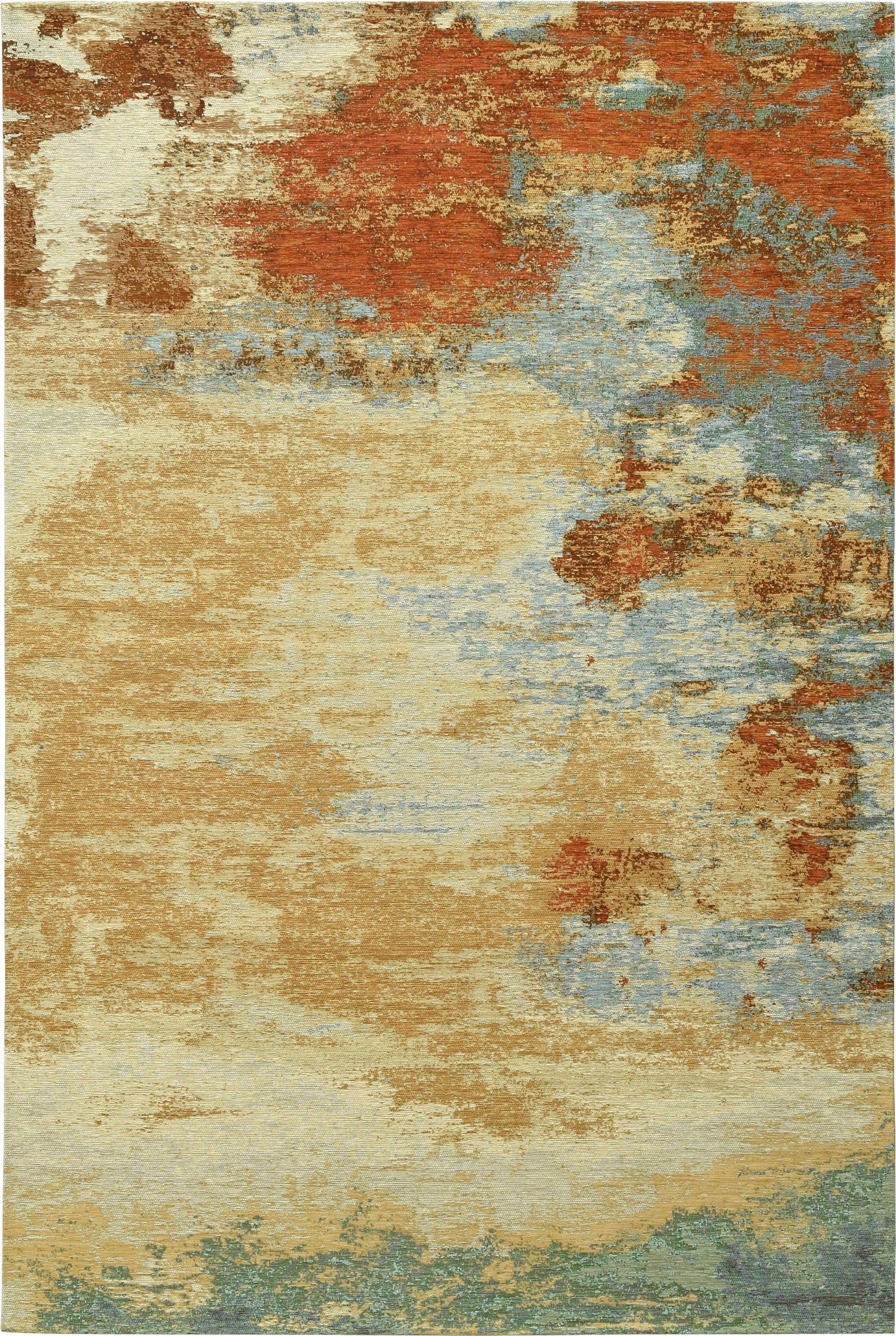 Paradise Living – Tapete Abstrato Ametist Chenille 287 Multicolor com padrão mineral expressivo em tons bege dourado, terracota e azul acinzentado