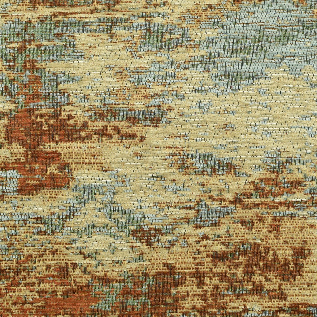 Paradise Living – Tapete Ametist Chenille 287 Multicolor close-up da textura chenille com padrão abstrato em tons azul acinzentado, terracota e bege