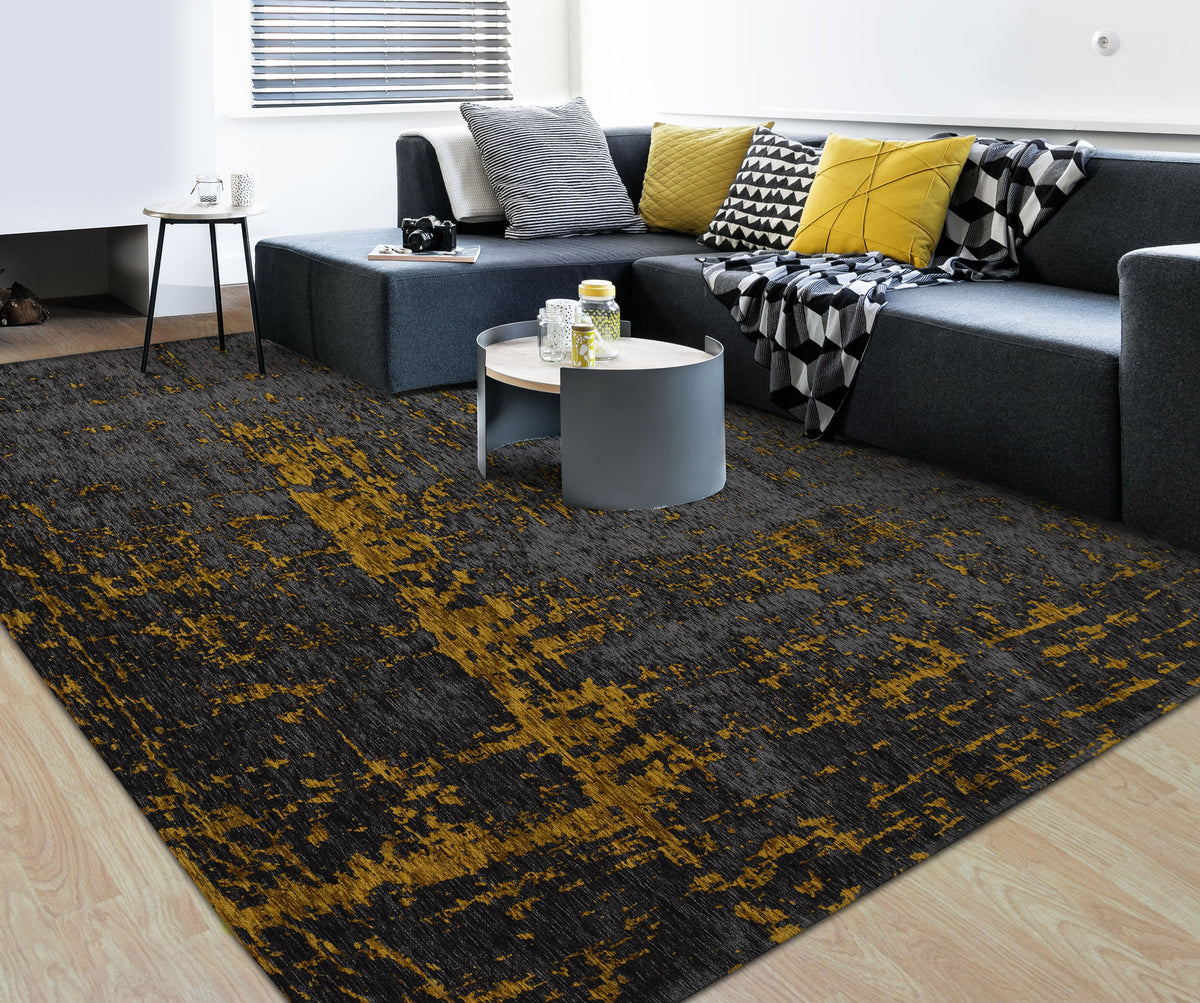 Paradise Living - Tapete Vintage Antik Cloud 194 Preto/Amarelo, tapete em ambiente