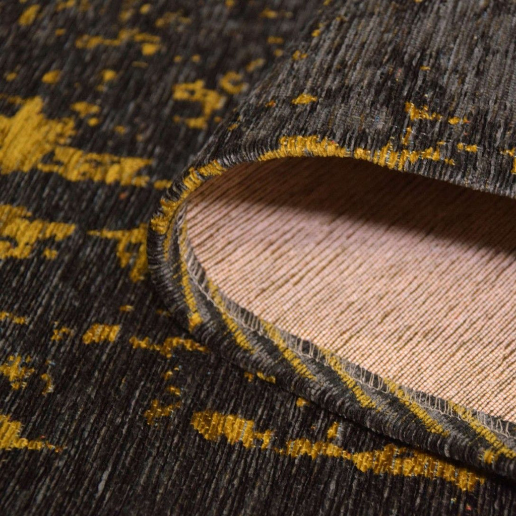 Paradise Living - Tapete Vintage Antik Cloud 194 Preto/Amarelo, detalhe do tapete em tons preto e amarelo