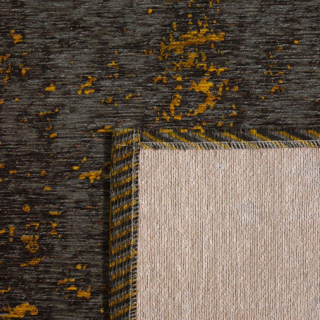 Paradise Living - Tapete Vintage Antik Cloud 194 Preto/Amarelo, detalhe do tapete em tons preto e amarelo