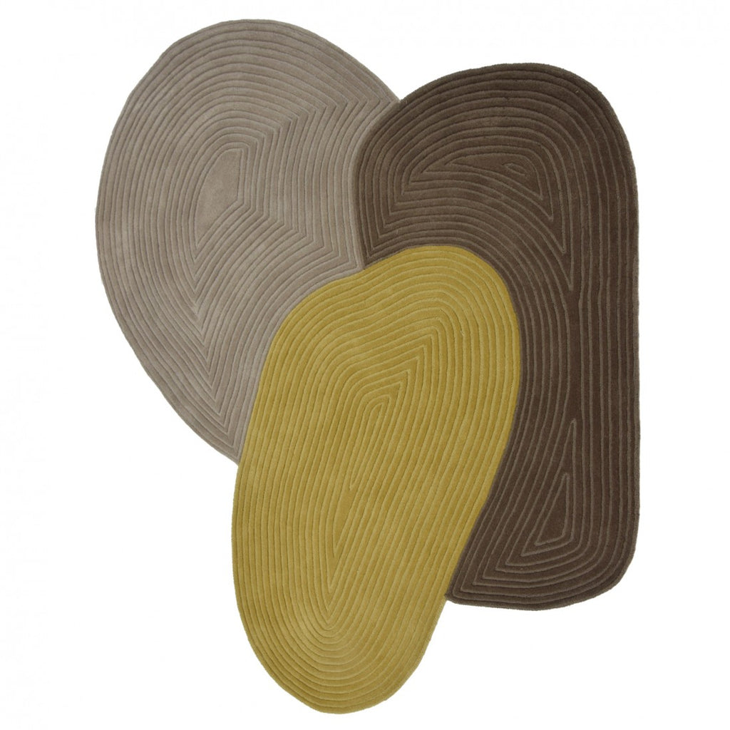 Paradise Living Tapete Pebble Verde – Conjunto de tapetes orgânicos em lã, silhueta irregular em verde