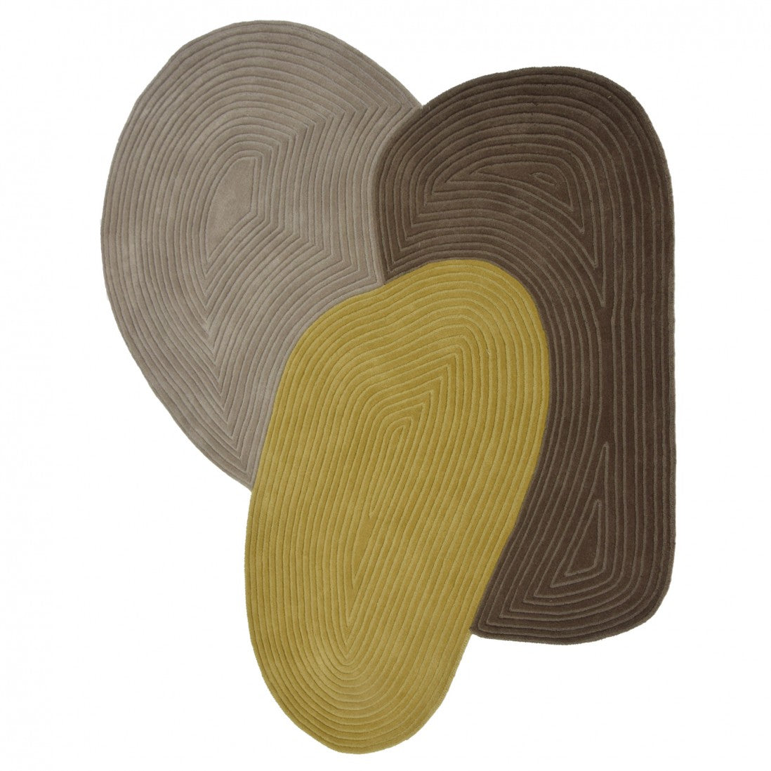 Paradise Living Tapete Pebble Verde – Conjunto de tapetes orgânicos em lã, silhueta irregular em verde