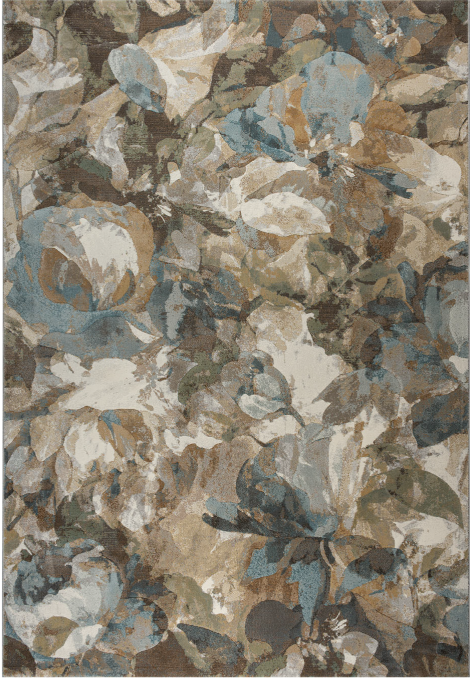 Paradise Living – Tapete Abstrato Floral Kira 63991/1219 Multicolor com padrão de flores difusas em tons azul, bege e castanho