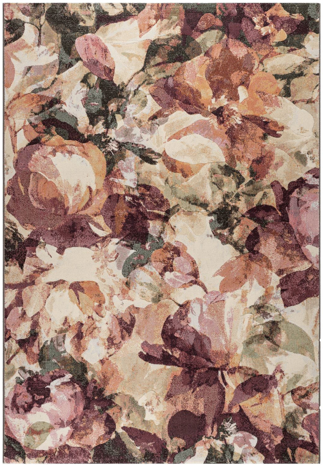 Paradise Living – Tapete Abstrato Floral Kira 63991/7274 Multicolor com padrão de flores difusas em tons rosa, bordô, creme e verde