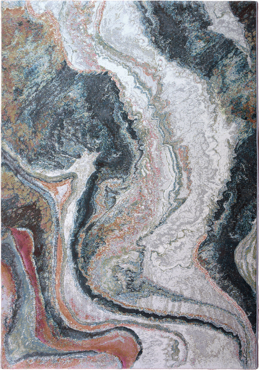 Paradise Living – Tapete Moderno Monetti 63618/7270 Multicolor com padrão abstrato de inspiração mineral em cinzento, rosa e terracota